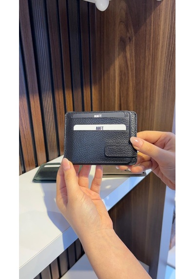 Mft Leather Hakiki Deri Mıknatıslı Kartlık Mona 1103 Siyah