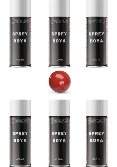 6 Adet Ral 3000 Ateş Kırmızı Sprey Boya 400 Ml.