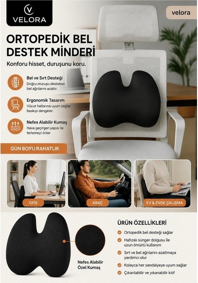Ortopedik Bel Minderi Visco Sırt Minderi Ofis,ev,araç Bel Destek Minderi - 887372811