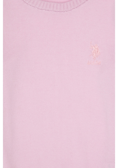 U.S. Polo Assn. Kız Çocuk Toz Pembe Bisiklet Yaka Basic Kazak 50313081-VR050