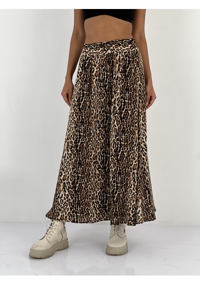 Miss Poem Kadın Leopar Desenli Bej Etek Bej
