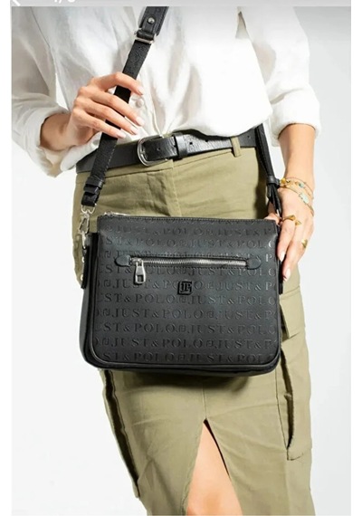 Just Polo Orijinal Kadın 3 Bölmeli Lüks Omuz Çantası Shopper Siyah