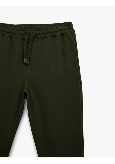 Koton Straight Fit Cepli Duble Paça Beli Bağcıklı Pantolon Yeşil 6sam40012hk