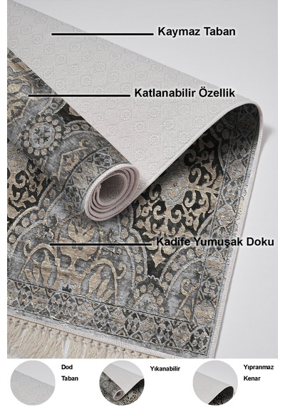 Dekoreko Kaymaz Taban Djt 3 Lü Banyo Paspas Takımı Trend Karışık Modern 659m Bej