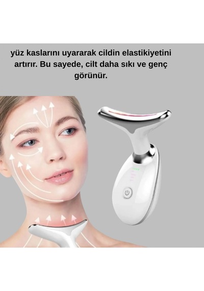 Ems Mikro Akım Cilt Sıkılaştırma Ve Gıdı Toparlama Aleti 3 Modlu Isı Terapili Yüz Ve Boyun Bakım C
