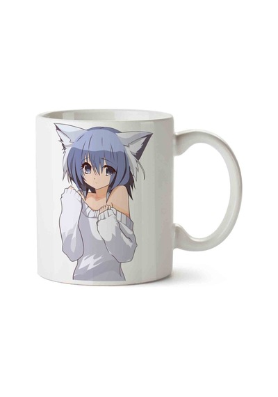 Cat Girl Pullover Porselen Kupa Bardak Beyaz