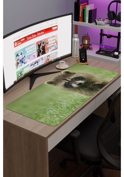 Rakun Kaymaz Dikişli Kauçuk Oyuncu Mousepad V2 - 90x40 Xxl Gaming Mouse Pad Fare Altlığı
