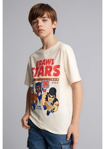 Defacto Brawl Stars New Regular Fıt Ekru Erkek Çocuk T-shirt G8946a8/er99