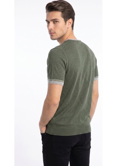 Raymons Erkek Sıfıryaka Triko Tişört Regular Kalıp Bgl-st05565 Haki