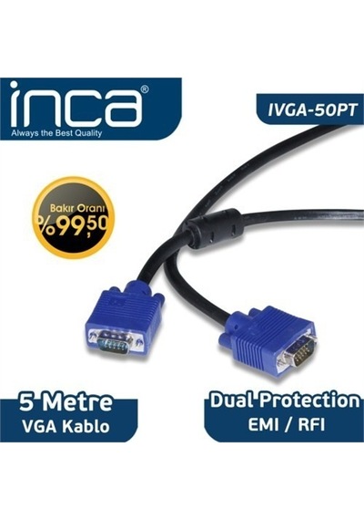 Inca Ivga-50Pt Vga To Vga 5M Bakır Kablo