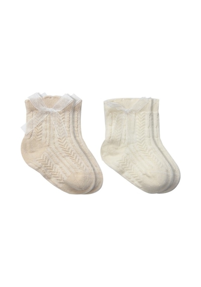 Erturkstore Fiyonklu Penye Soket Çorap 2li 10149 Bej Çok Renkli
