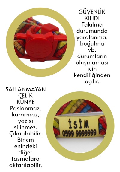 İsimli Kedi Tasması, Kedi Tasma Seti, Kedi Göğüs Tasması Klm
