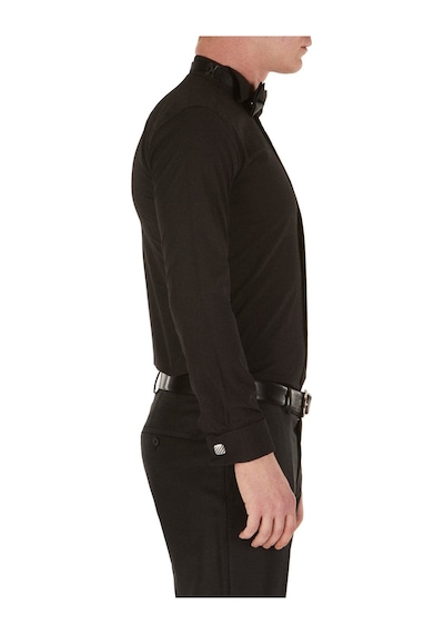 Efor Slim Fit Duble Manşet Ata Yaka Siyah Damatlık Smokin Gömlek Gk 148 Siyah