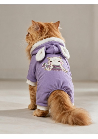 Bibelot Lavender Polar Kedi Tulumu Yumuşacık Ve Sıcacık Bunny Kulaklı Tulum
