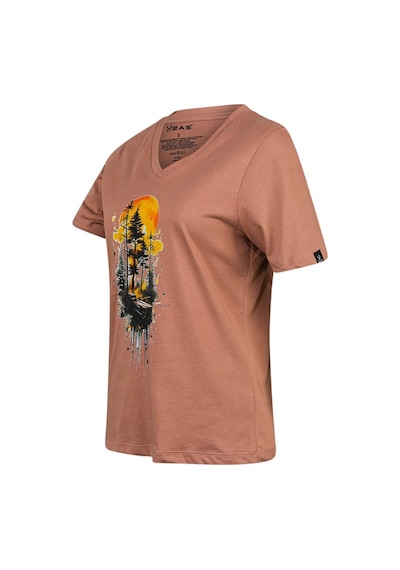 2as Alone Baskılı V Yaka Kadın T-shirt 413 Kahve