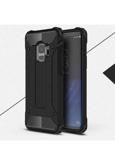 Kilifone - Samsung Uyumlu Galaxy S9 - Kılıf Çift Katman Zırh Tank Crash Military Kapak - Siyah