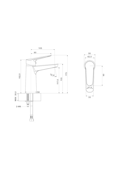 Creavit Bevel Lavabo Bataryası Krom