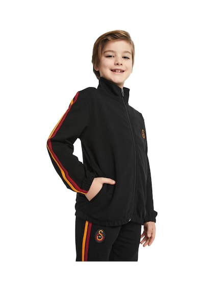 Galatasaray Orijinal Lisanslı Sarı-kırmızı Şeritli Çocuk Eşofman Takımı Siyah