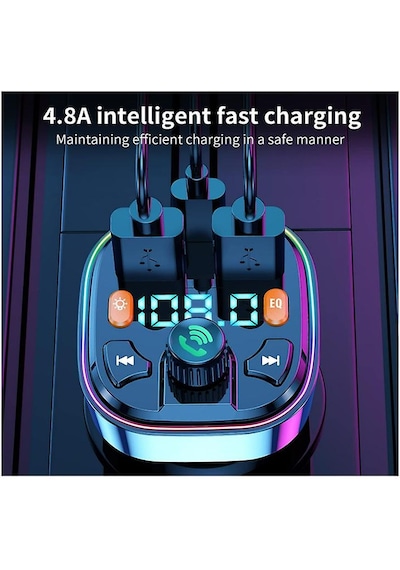 Bluetooth Car Adapter Bluetooth 5.0 Fm Radio Transmitter Radio Adapter Car Kit Bluetooth Car Charger Adapter Pd+qc3.0 Black