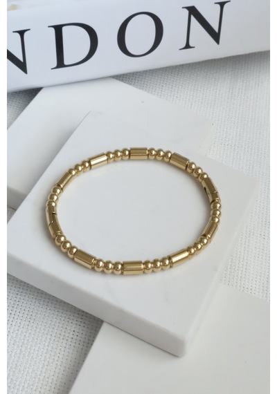 Kadın Çelik Bileklik Silindir Topçuk Model Kelepçe Bileklik Altın