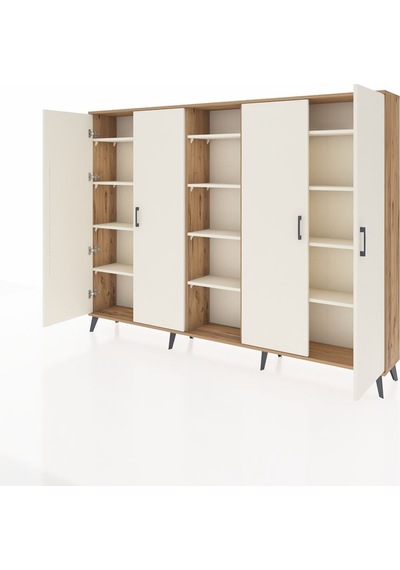 Arges Dolap 12 Raflı 4 Kapaklı 220x30x163 Çam-aytaşı Aytası - Atlas Çam