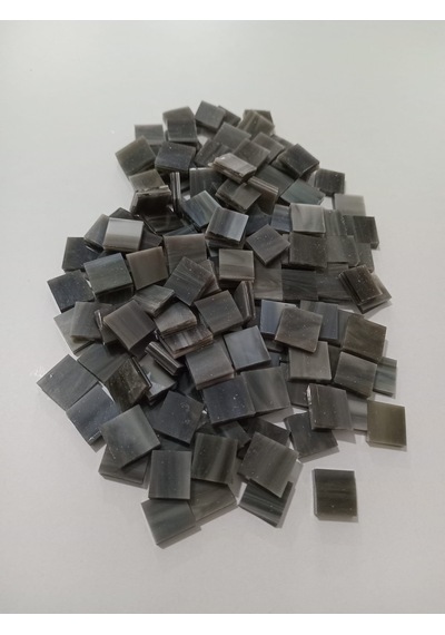 Antrasit Kare Vitray Cam Mozaik Taşı - Sanatsal Mozaik İçin Yaklaşık 10 X 10 Mm