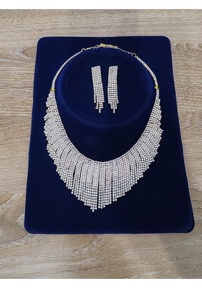 Zirkon Takı Seti 2li Kolye Küpe Gold