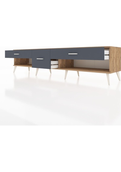 Hyperion Tv Ünitesi 3 Çekmeceli 220x44x51 Çam-antrasit Antrasıt/antrasıt - Atlas Çam Hyperion Tv Ünitesi 3 Çekmeceli 220x44x51 Çam-antrasit Antrasıt/antrasıt - Atlas Çam