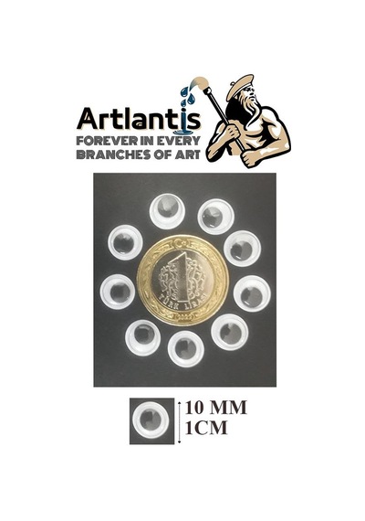Oynar Göz Siyah 10 Mm 150 Li 1 Paket Oynayan Göz 10mm Hobi Tasarım Anasınıfı Kreş Etkinlik Elişi