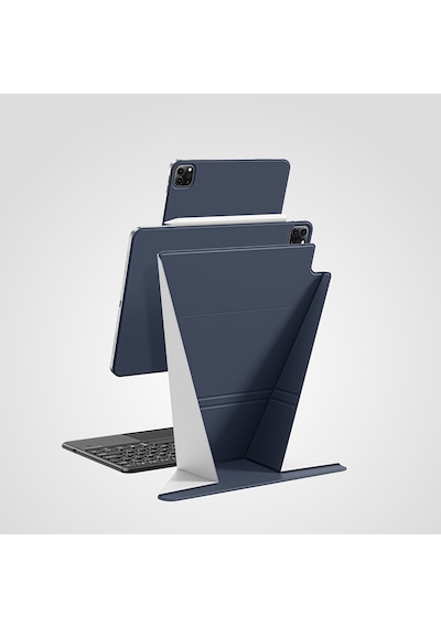 Apple Uyumlu iPad  Air 11 2024 Magnetik Standlı Kılıf Amazingthing Matte Pro Mag Folio Mavi