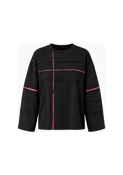 Bb Butik Basic Kontrast Dikiş Detaylı Oversize Uzun Kollu Sweatshirt Fk3535 siyah