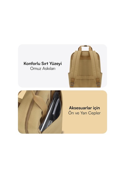 Mce-1523 Nova Eco Çevre Dostu Laptop Sırt Çantası 15.6 İnç, Ykk Fermuarlı Bilgisayar Sırt Çantası, Kadın Ve Erkek Günlük Çanta, Okul Ve İş Çantası, Camel