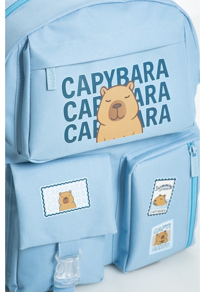 Capybara Orijinal Lisanslı Okul Çantası Sevimli Tasarım, Su Mavi