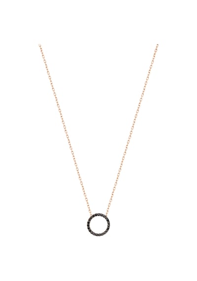 Siyah Taşlı Gümüş Halka Kolye Rose Gold