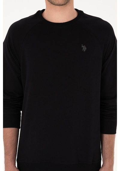 U.S. Polo Assn. Erkek Regular Fit Bisiklet Yaka Siyah İnce Basic Sweatshirt 50313752-VR046