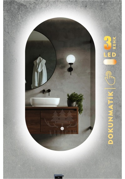 Led Işıklı Oval Banyo Ve Konsol Aynası Pembe