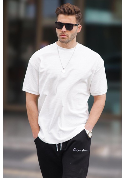 Madmext Ekru Basic Oversize Erkek Tişört 7012-ekru Ekru