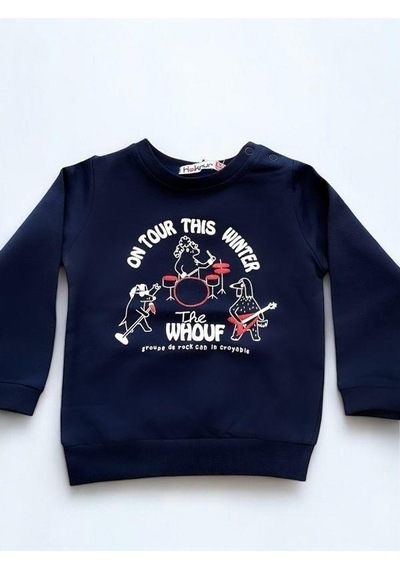 Cantoy Erkek Bebek Winter Yazılı Pamuklu Sweatshirt-14658 Lacivert
