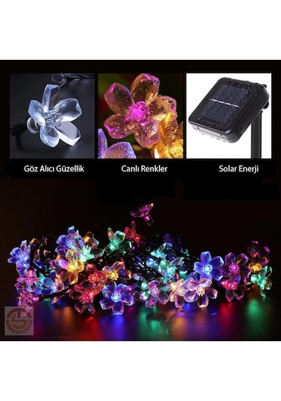 Bet's Solar 30 Ledli Çiçekli Rgb Bahçe Aydınlatma Dekorasyon Güneş Enerjili
