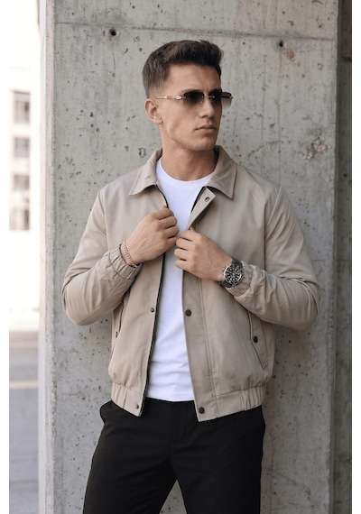 Oksit Muxi Slim Fit Fermuarlı Ve Çıtçıt Korumalı Astarlı Suya Dayanıklı Erkek Mevsimlik Bomber Ceket Taş Rengi Oksit Muxi Slim Fit Fermuarlı Ve Çıtçıt Korumalı Astarlı Suya Dayanıklı Erkek Mevsimlik Bomber Ceket Taş Rengi