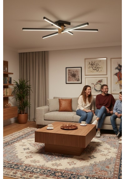Nova 6 Silver Led Tavan Avize Kumandalı Dim Edilir Aşağı Işık Beyaz Işık