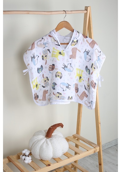 Luckka %100 Pamuk Bebek Çocuk Müslin Panço - Ztpanço 001