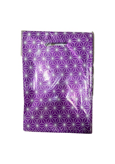 Omeyva Mor Çizgili Desenli Metalize Hediye Paketi El Geçmeli Poşet - 13x20 Cm. - 100 Adet