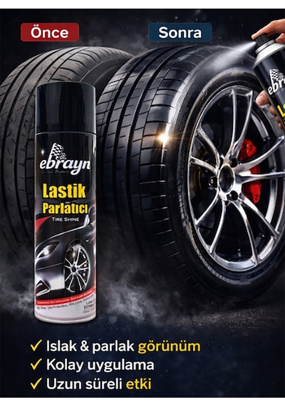 Premium Lastik Parlatıcı Tampon Parlatıcı Koruyucu Ebrayn Aerosol Sprey 500 Ml Kaliteli 1 Koli 24 Adet