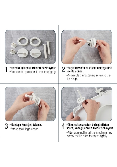 Premium Universal Klozet Kapağı - Kolay Montaj Seti Dahil - Beyaz