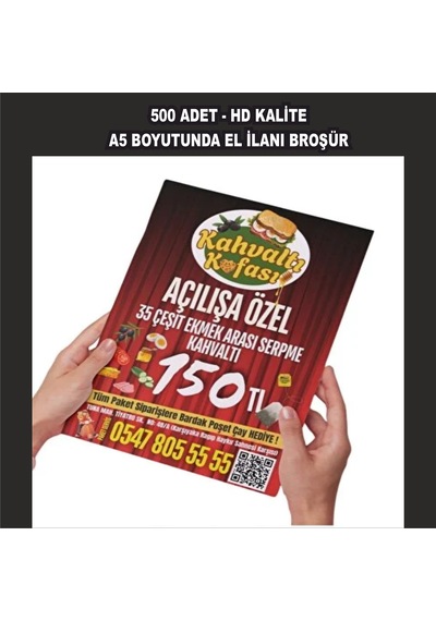 El İlanı 500 Adet Broşür / Ücretsiz Tasarım / Tasarım Bizden