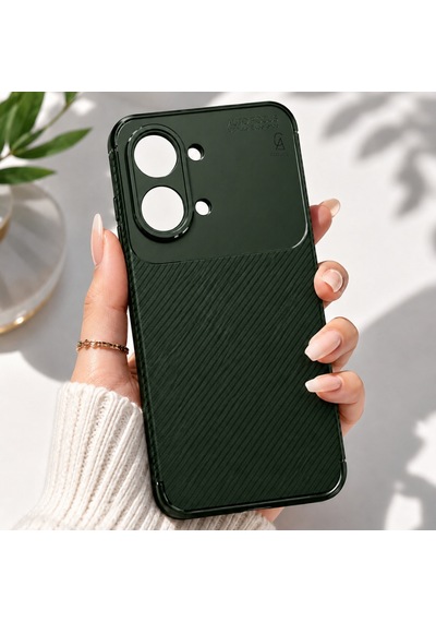 Xiaomi Poco X8 Pro Max Uyumlu Kılıf Karbon Tasarım Kamera Korumalı Silikon Telefon Kılıfı Kapak Yeşil