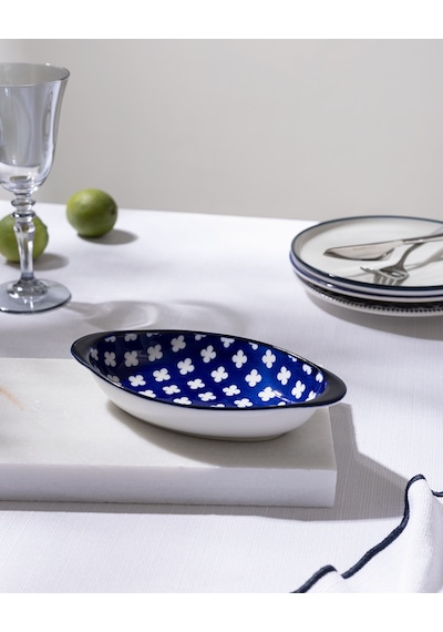 Madame Coco Reve Bleu Raye Oval Tabak - 19 Cm - Mavi/beyaz 8684427225271 Çok Renkli