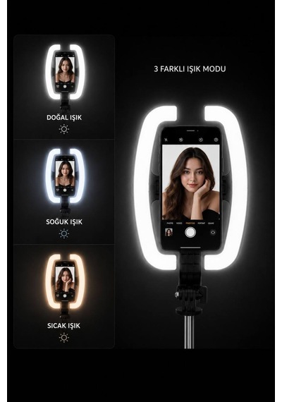 Monopod Tripod Led Işık Selfie Kumandalı Tripod 138cm Canlı Yayın Telefon Tutcusuraylax Led Işıklı Selfie Çubuğu Tripod 138 Cm Bluetooth Kumandalı Telefon Tutucu