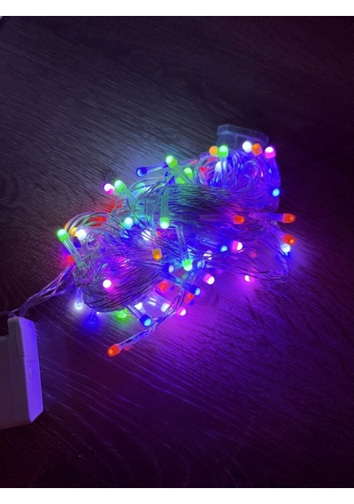 10 M 100 Led Damla Uçlu Rgb Işık Şeffaf Kablo Mz-17-10 Çok Renkli